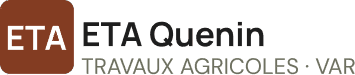 ETA Quenin : Travaux Agricoles dans le Var - Logo Logo ETA Quenin : travaux agricoles dans le Var. Carré marron avec texte blanc et typographie noire sur fond blanc.